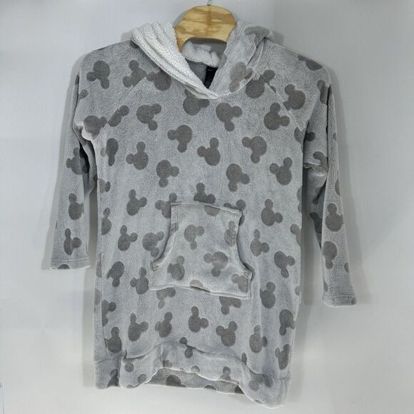 Disney Tops - Disney Mickey Mouse Grey Fleece Faux Fur Hoodie Sweatshirt Womens XL RN60766
